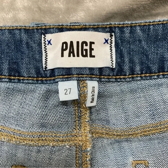 PAIGE Anthropologie Women’s Jean Shorts Sz 27 Cuffed Blue Distressed 5 Pockets - Picture 8 of 16